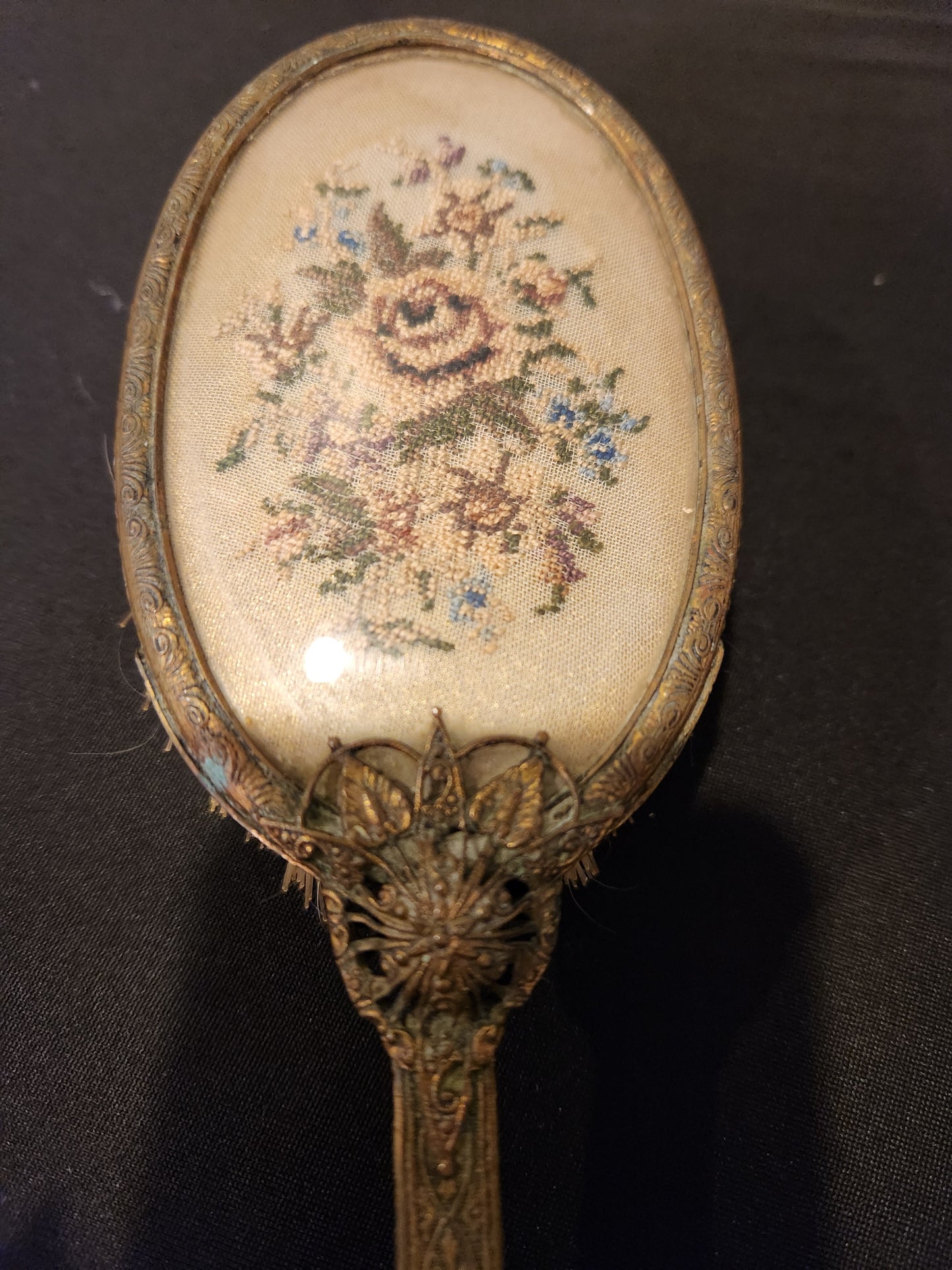 Antique brass vanity set.
