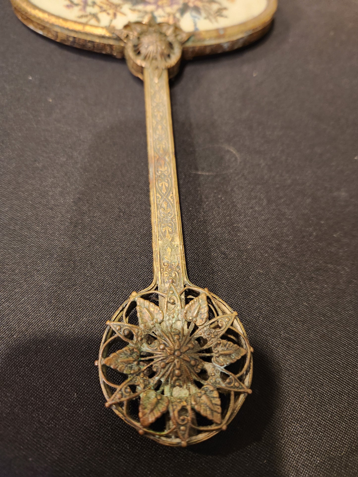 Antique brass vanity set.