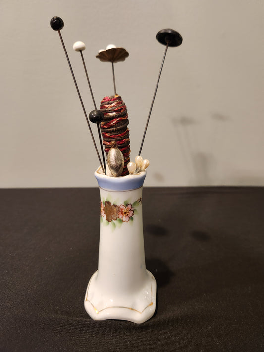 Antique hat pin holder with hat pins