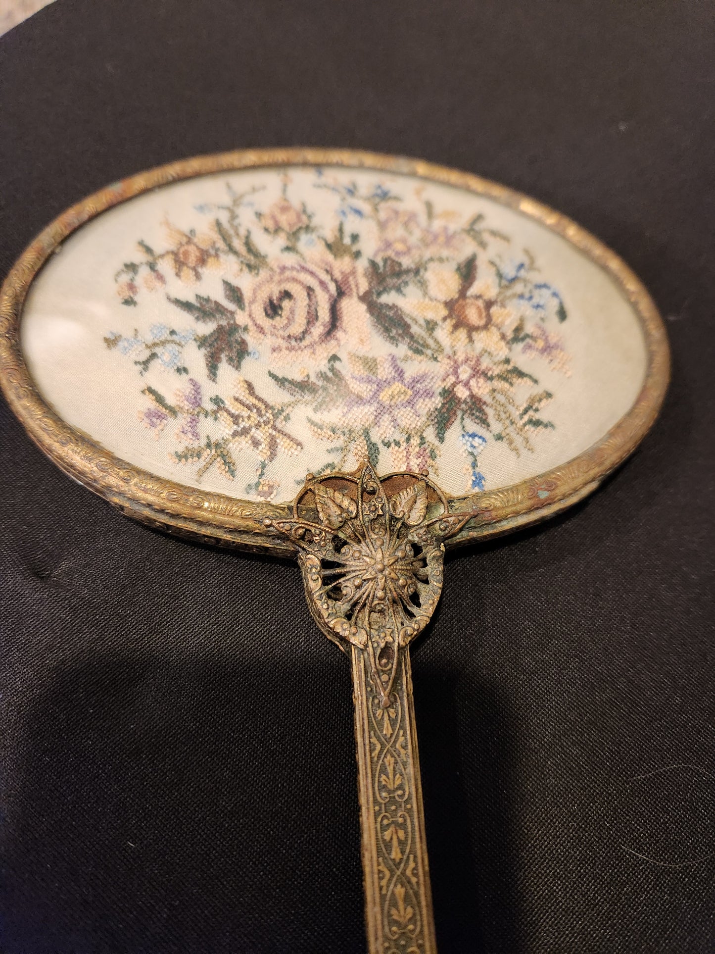 Antique brass vanity set.